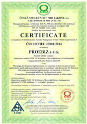 certifikat proebiz 27001:2014