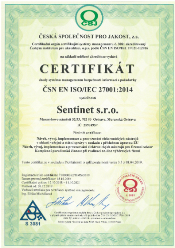 certifikat sentinet 27001:2014